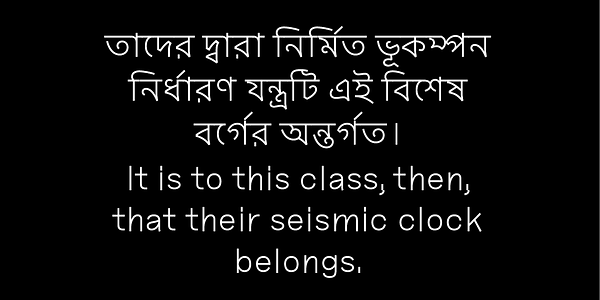 Card displaying Seismic Bangla typeface in various styles