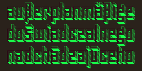 Card displaying Jurriaan 3D typeface in various styles