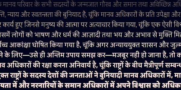 Card displaying Aktiv Grotesk Devanagari typeface in various styles