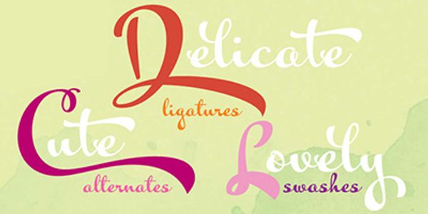 Card displaying Kewl Script typeface in various styles