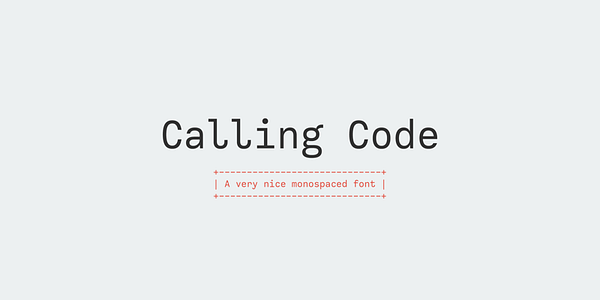 Card displaying Calling Code typeface in various styles
