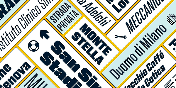 Card displaying Monte Stella typeface in various styles
