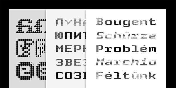 Card displaying Archive Matrix typeface in various styles