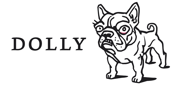 Card displaying Dolly typeface in various styles