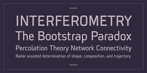 Card displaying Quara typeface in various styles