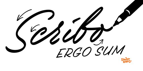 Card displaying Scribo typeface in various styles