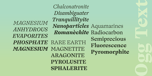 Card displaying Ogg Text typeface in various styles