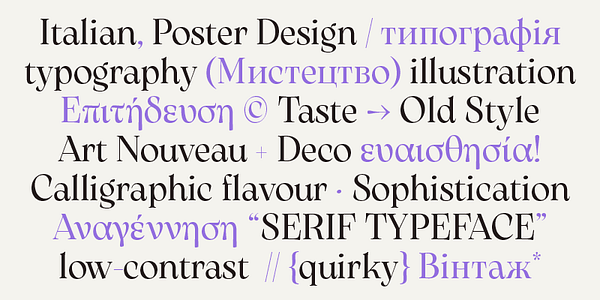 Card displaying Arsenica typeface in various styles
