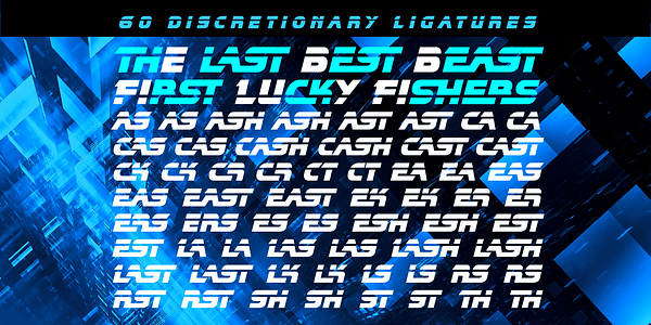 Card displaying CC Running With Scissors typeface in various styles