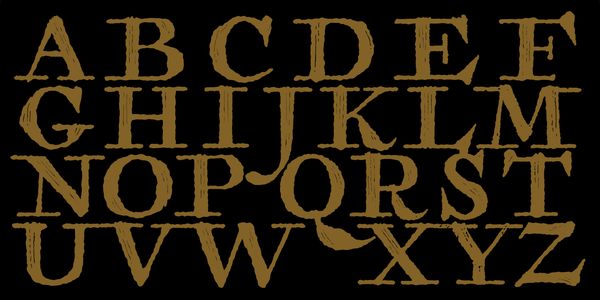 Card displaying Antiquarian typeface in various styles