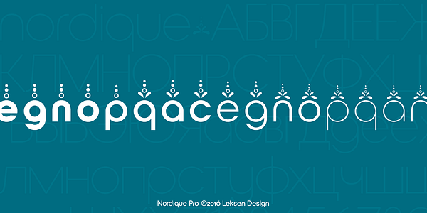 Card displaying Nordique Pro Cyrillic typeface in various styles