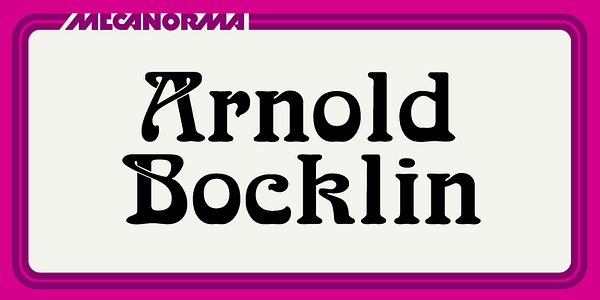 Card displaying Arnold Bocklin MN typeface in various styles