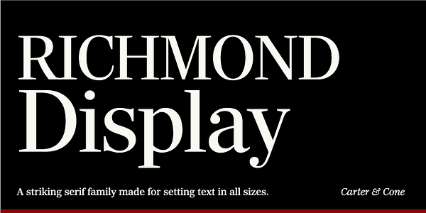 Card displaying Richmond Display typeface in various styles