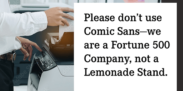 Card displaying Corporate E typeface in various styles