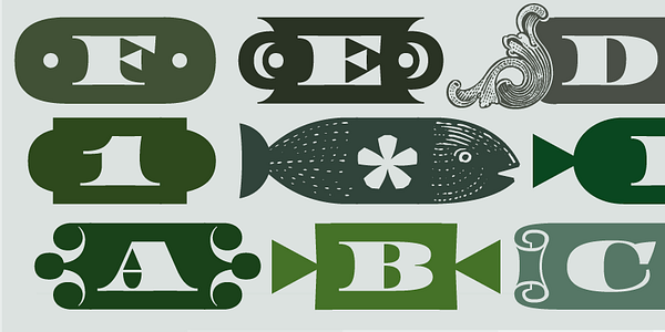 Card displaying LTR Federal Reserve Note typeface in various styles