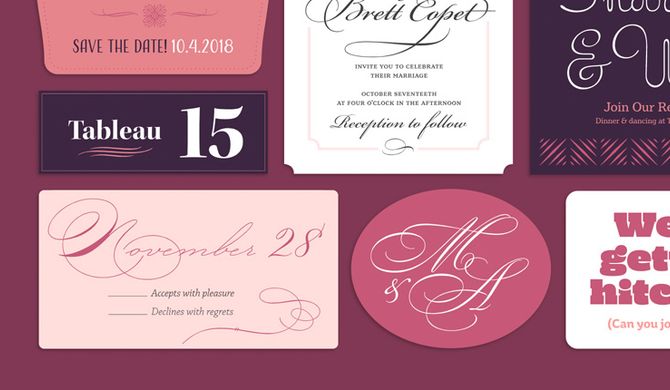 Wedding-ready fonts for classy invites. 