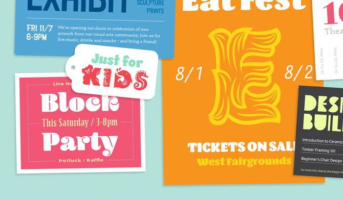 Mix and match to make winning posters for promoting local events.
