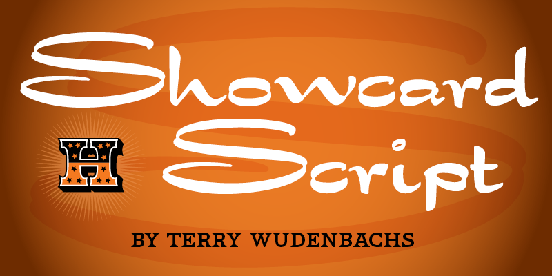 Card displaying HWT Showcard Script typeface in various styles
