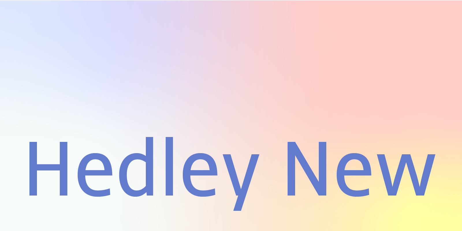 Card displaying Hedley New typeface in various styles