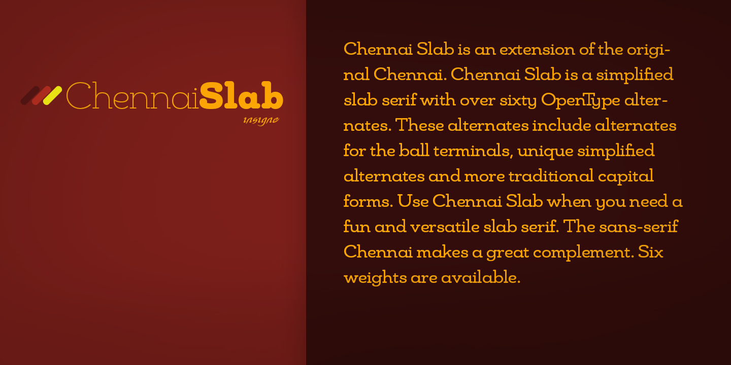 Card displaying Chennai Slab typeface in various styles