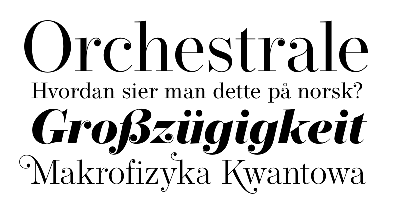 Card displaying Operetta typeface in various styles