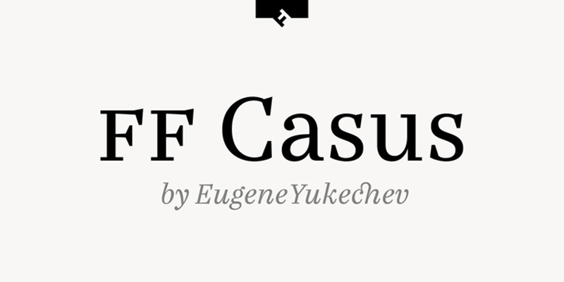 Card displaying FF Casus typeface in various styles
