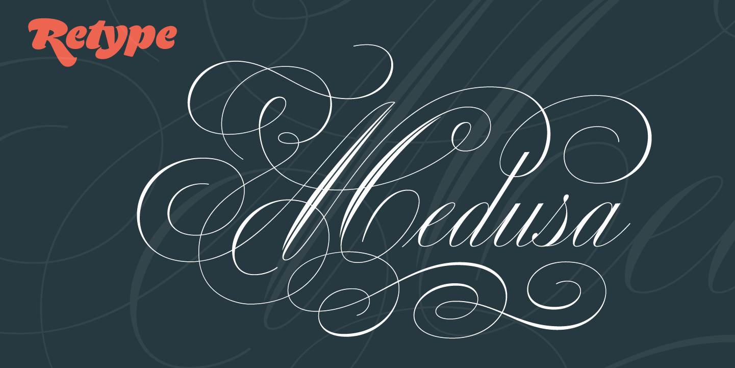 Card displaying Medusa typeface in various styles