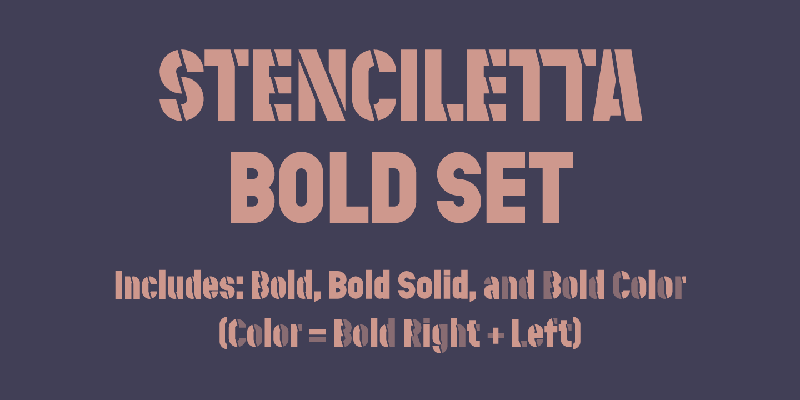 Card displaying Stenciletta typeface in various styles