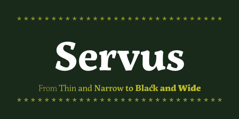 Card displaying Servus Slab typeface in various styles