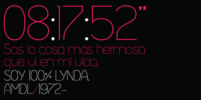 Card displaying Lynda typeface in various styles