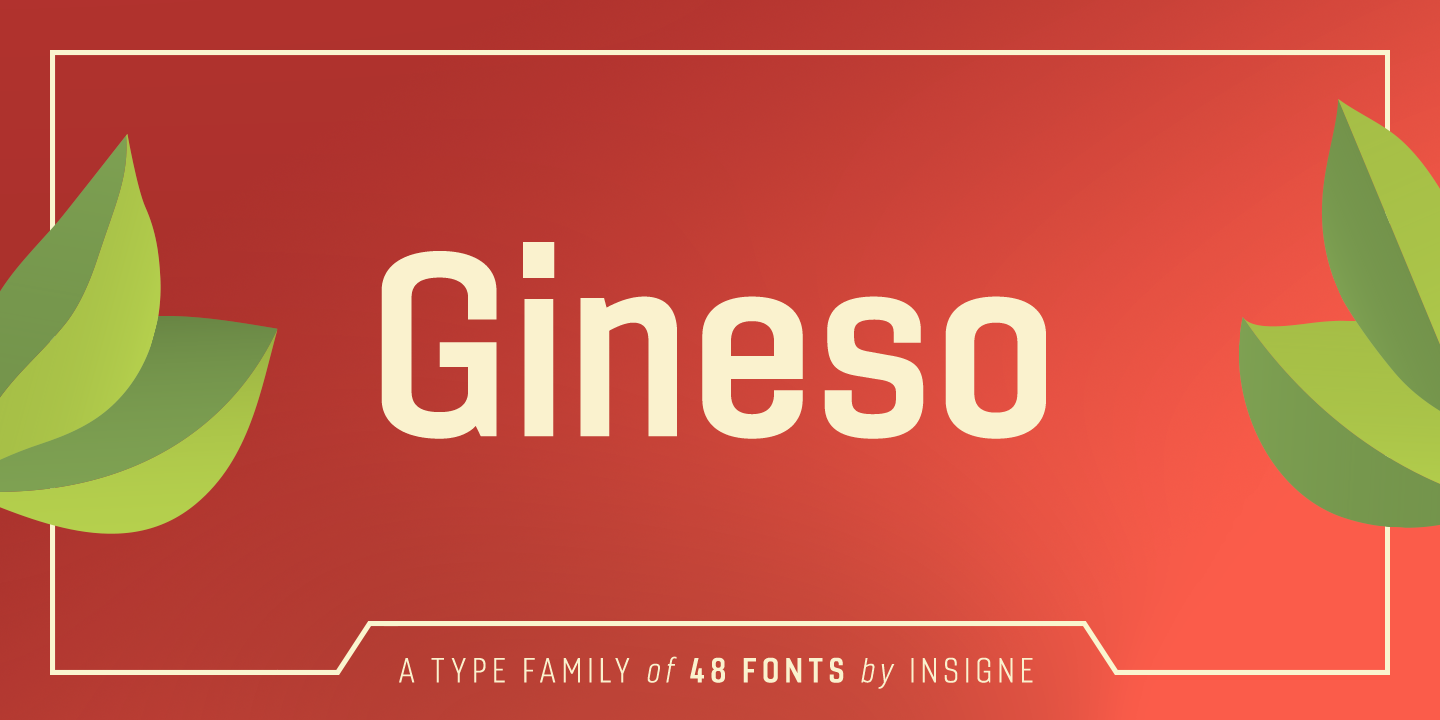 Card displaying Gineso typeface in various styles