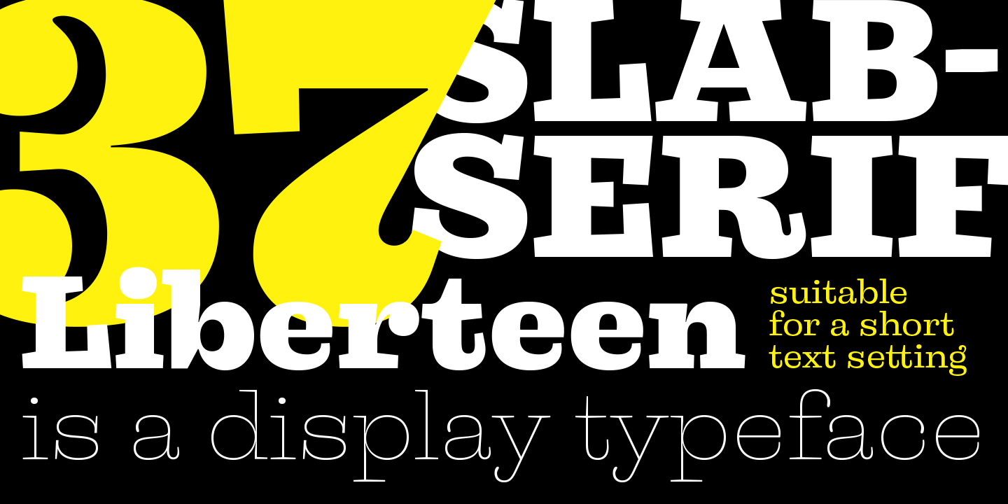 Card displaying Liberteen typeface in various styles