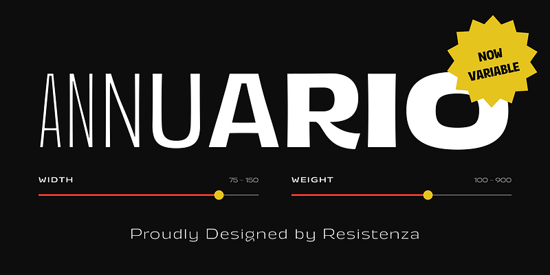 Card displaying Annuario Variable typeface