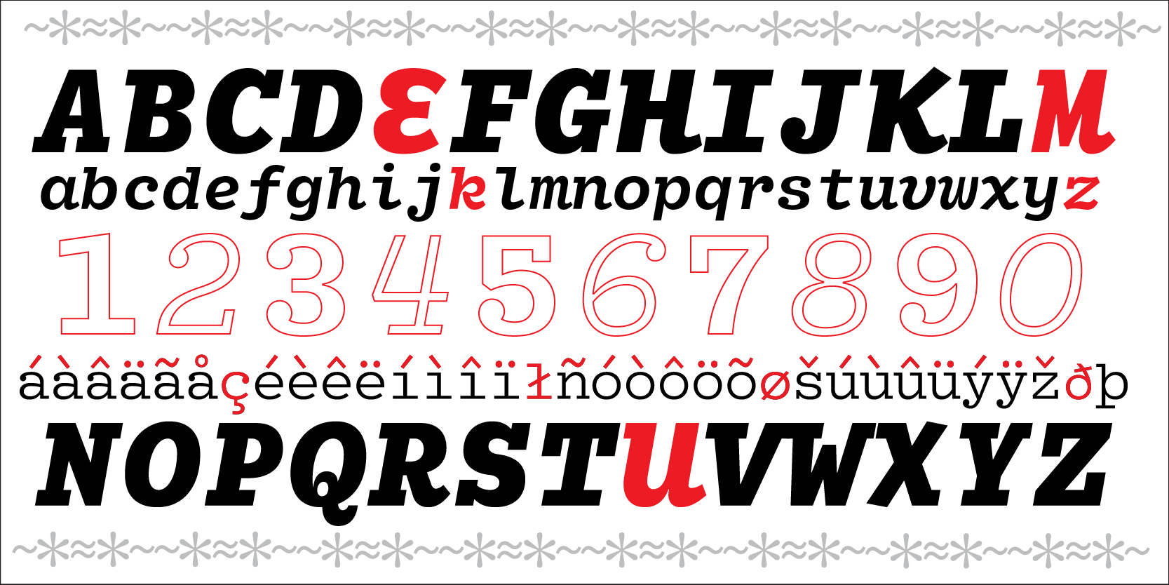 Card displaying MVB Fantabular typeface in various styles