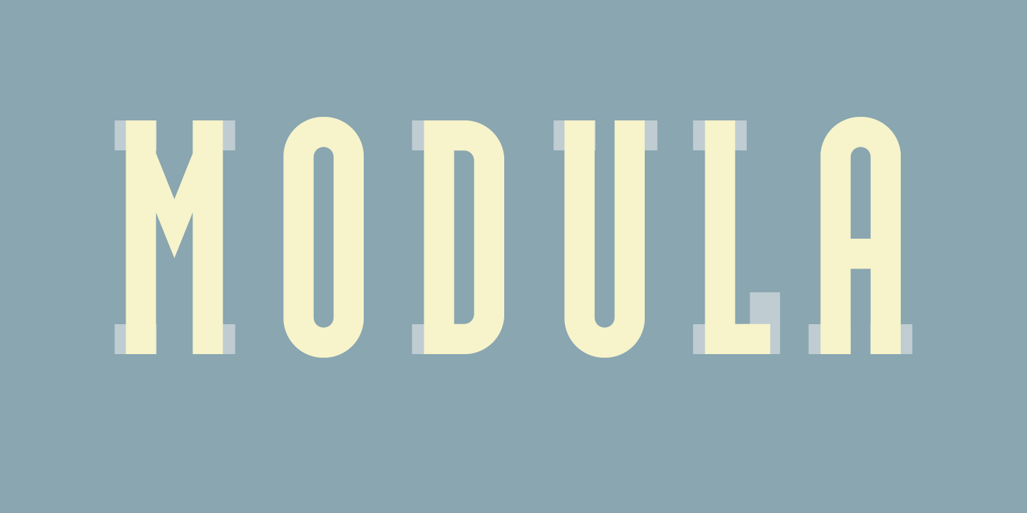 Card displaying Modula typeface in various styles