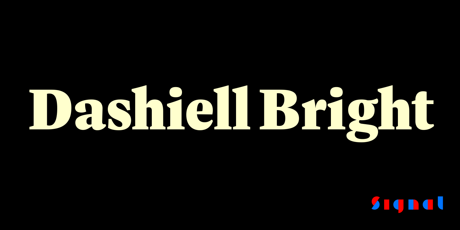 Card displaying Dashiell Bright typeface in various styles