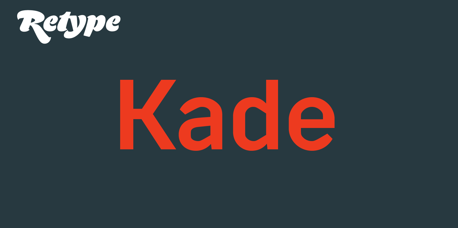Card displaying Kade typeface in various styles