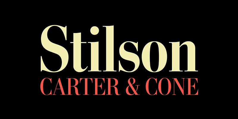 Card displaying Stilson typeface in various styles