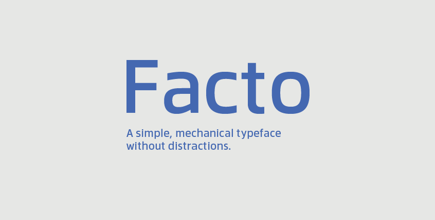 Card displaying Facto typeface in various styles