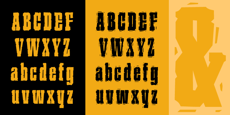 Card displaying P22 Ruffcut typeface in various styles