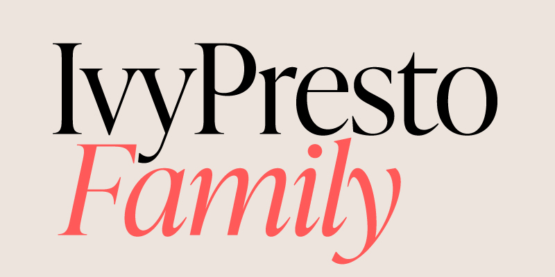 Card displaying IvyPresto Text typeface in various styles