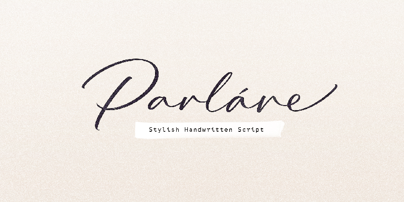 Card displaying Parlare typeface in various styles