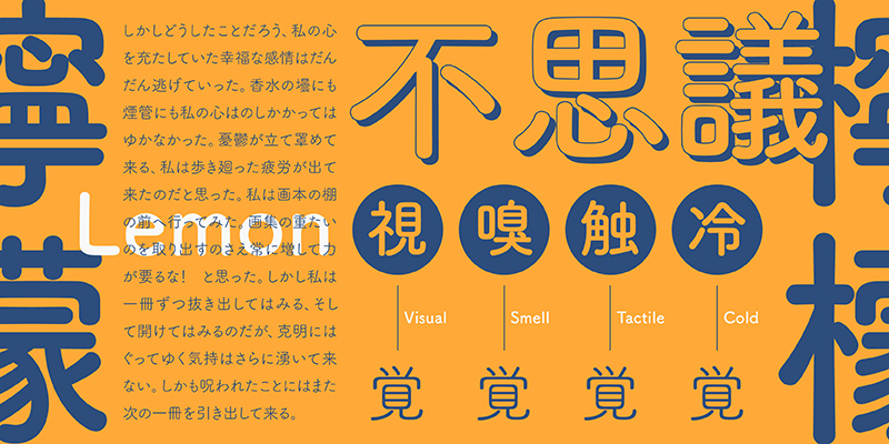 Card displaying FOT-TsukuARdGothic Std typeface in various styles