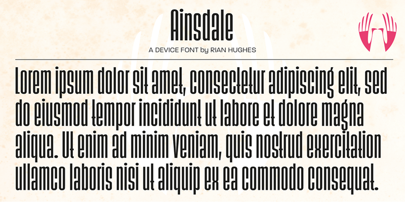 Card displaying Ainsdale typeface in various styles