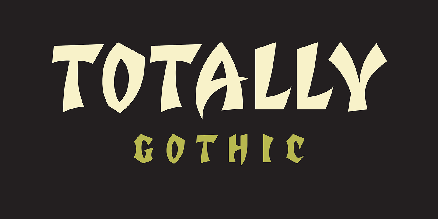 Card displaying Totally Gothic typeface in various styles
