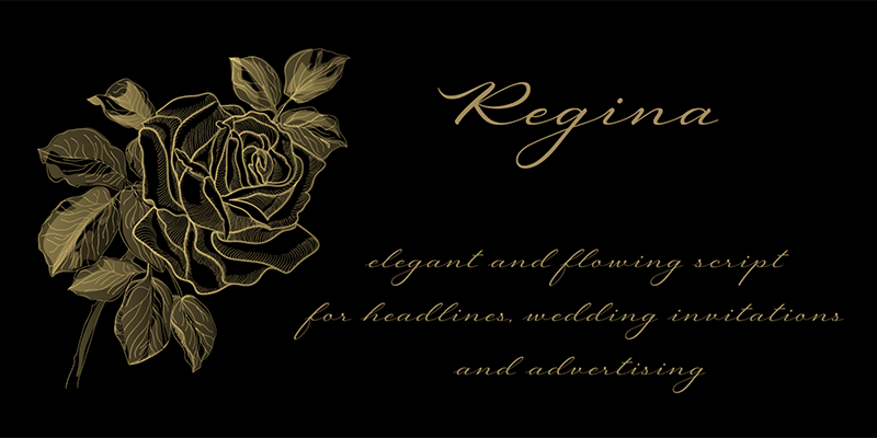 Card displaying Regina typeface in various styles