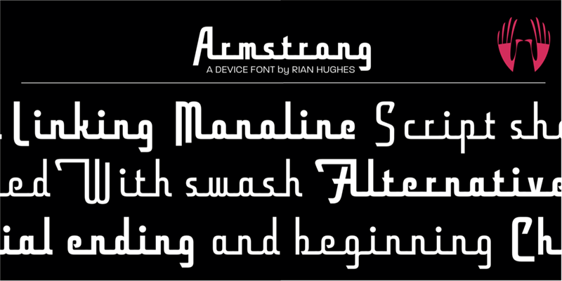 Card displaying Armstrong typeface in various styles