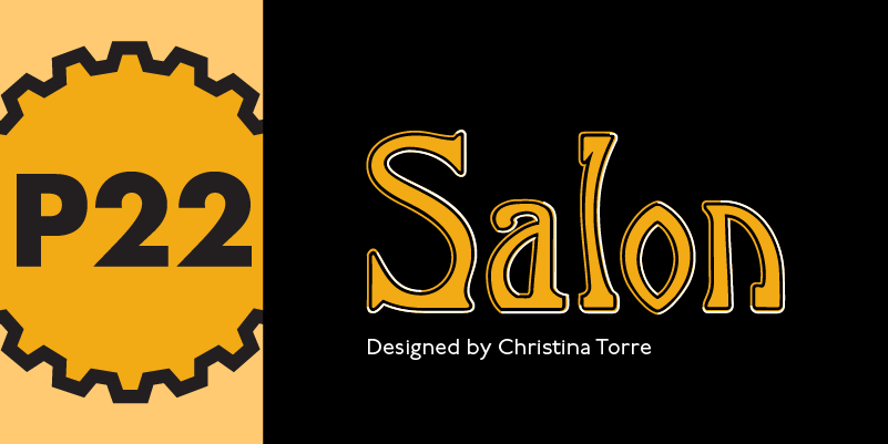Card displaying P22 Salon typeface in various styles