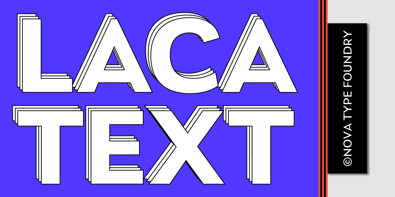 Card displaying Laca Text typeface in various styles