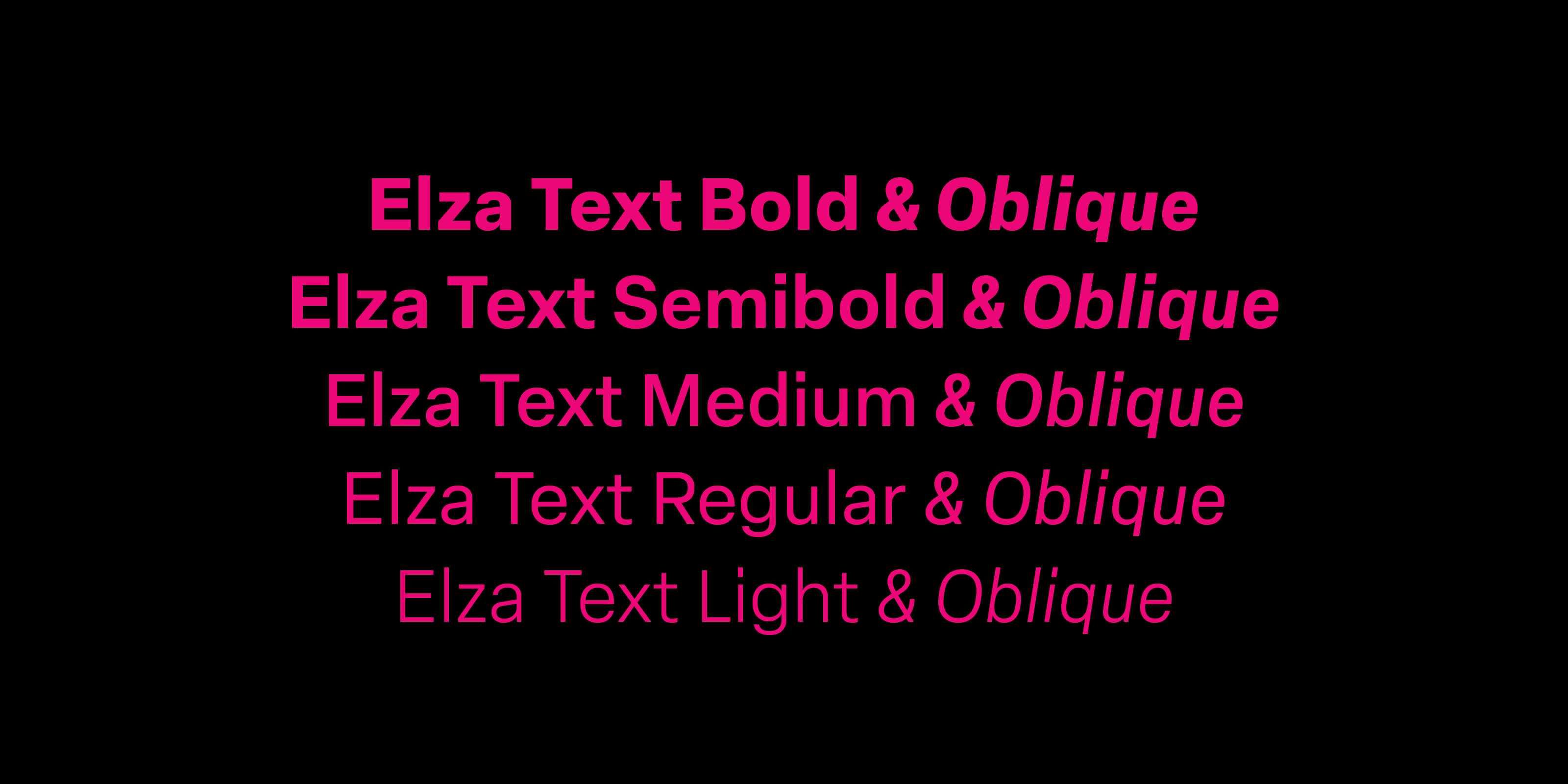 Card displaying Elza Text typeface in various styles